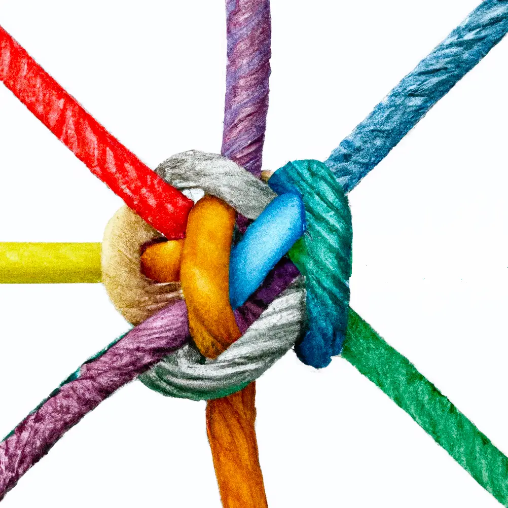 Noeud de cordes multicolores